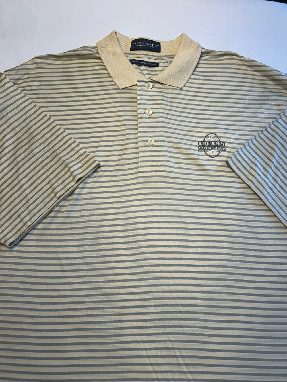 Jade & Turtle Striped Polo Shirt in light yellow and green/gray Men’s XL